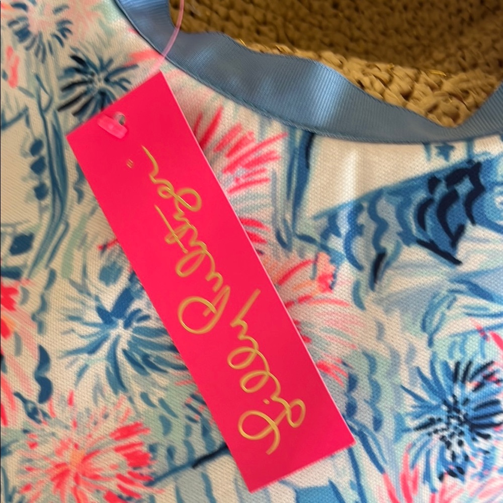 NWT Lilly Pulitzer Blue and Pink Wide-Brim Hat - Picture 3 of 14